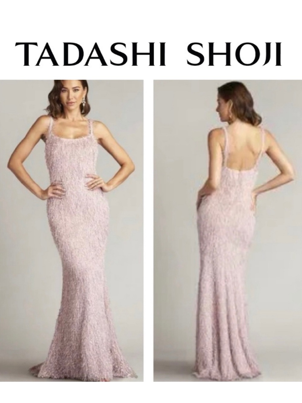 Tadashi Shoji Pip Eyelash Yarn Trumpet Gown Autumn wedding guest dress Sz Medium